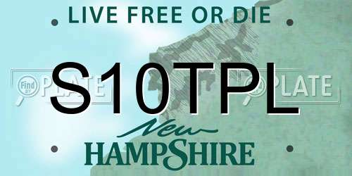 S10TPL New Hampshire License Plate