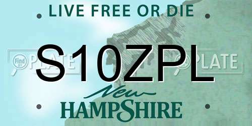 S10ZPL New Hampshire License Plate