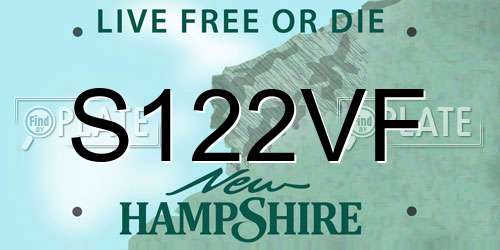 S122VF New Hampshire License Plate