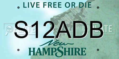 S12ADB New Hampshire License Plate
