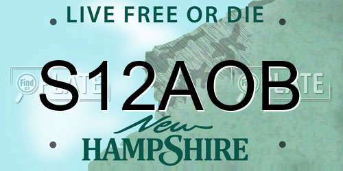 S12AOB New Hampshire License Plate