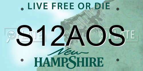 S12AOS New Hampshire License Plate