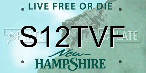 S12TVF New Hampshire License Plate