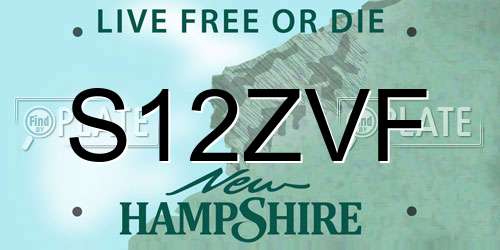 S12ZVF New Hampshire License Plate