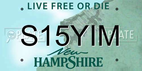 S15YIM New Hampshire License Plate