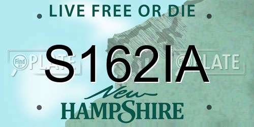 S162IA New Hampshire License Plate