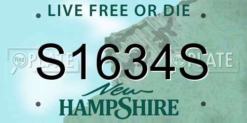S1634S New Hampshire License Plate