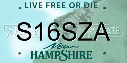S16SZA New Hampshire License Plate