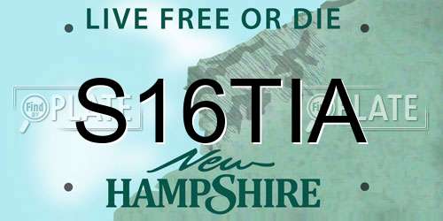 S16TIA New Hampshire License Plate