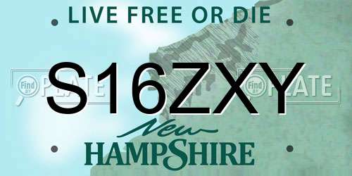 S16ZXY New Hampshire License Plate