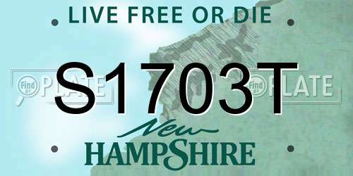 S1703T New Hampshire License Plate