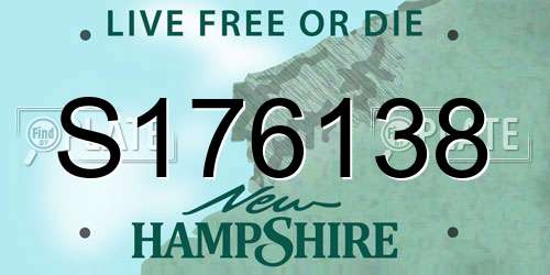 S176138 New Hampshire License Plate