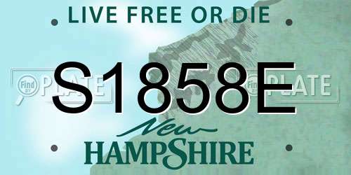 S1858E New Hampshire License Plate