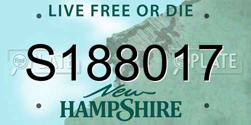 S188017 New Hampshire License Plate