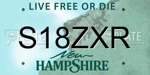 S18ZXR New Hampshire License Plate