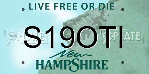 S19OTI New Hampshire License Plate