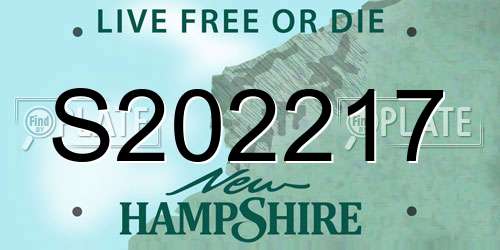 S202217 New Hampshire License Plate