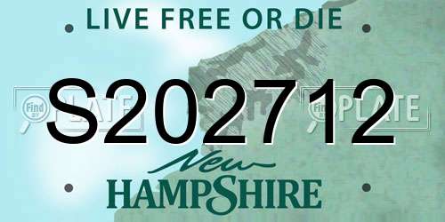 S202712 New Hampshire License Plate