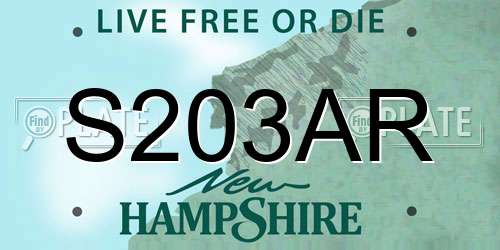 S203AR New Hampshire License Plate