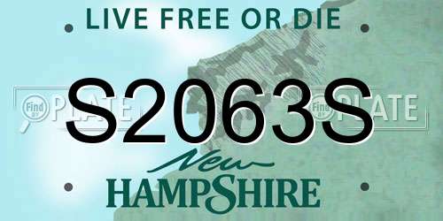 S2063S New Hampshire License Plate