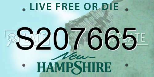 S207665 New Hampshire License Plate