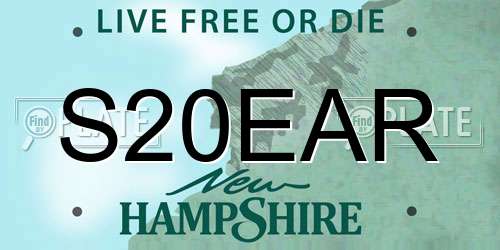 S20EAR New Hampshire License Plate