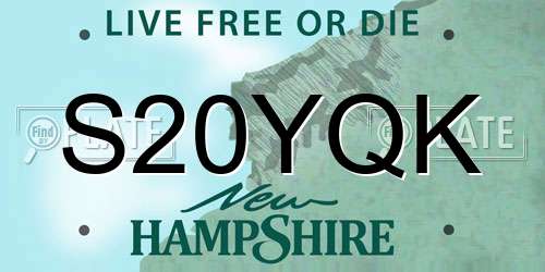 S20YQK New Hampshire License Plate