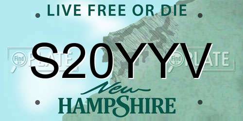 S20YYV New Hampshire License Plate