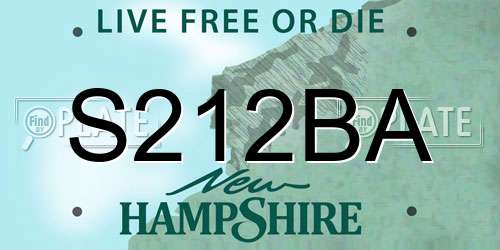 S212BA New Hampshire License Plate