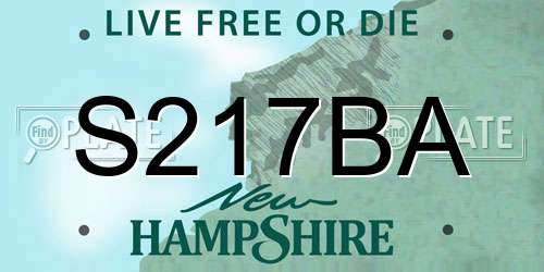 S217BA New Hampshire License Plate