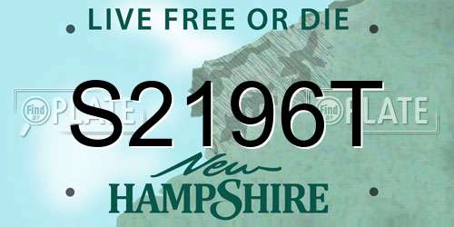 S2196T New Hampshire License Plate