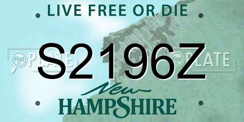 S2196Z New Hampshire License Plate