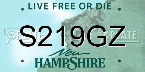 S219GZ New Hampshire License Plate