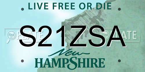 S21ZSA New Hampshire License Plate