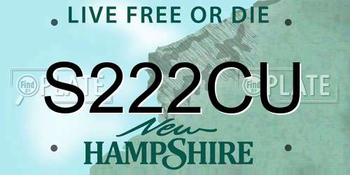 S222CU New Hampshire License Plate