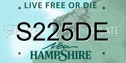 S225DE New Hampshire License Plate