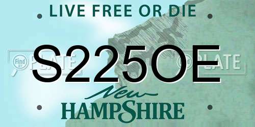 S225OE New Hampshire License Plate