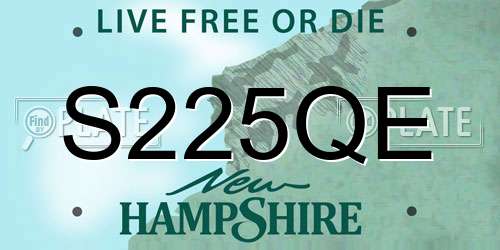 S225QE New Hampshire License Plate