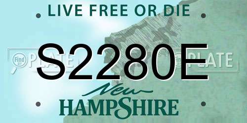S2280E New Hampshire License Plate