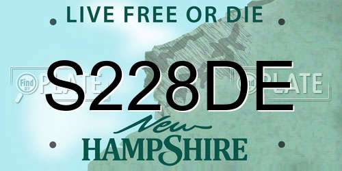 S228DE New Hampshire License Plate