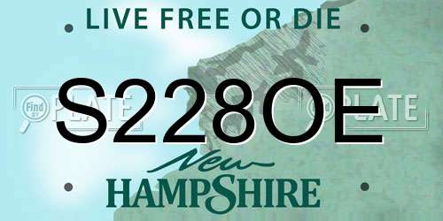 S228OE New Hampshire License Plate