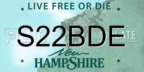 S22BDE New Hampshire License Plate