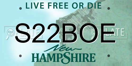 S22BOE New Hampshire License Plate