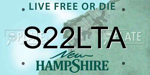 S22LTA New Hampshire License Plate