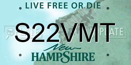 S22VMT New Hampshire License Plate