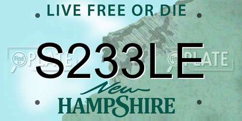 S233LE New Hampshire License Plate
