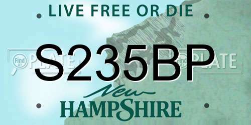 S235BP New Hampshire License Plate