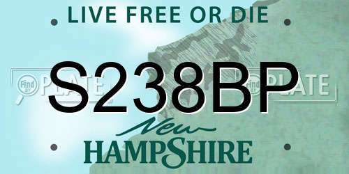S238BP New Hampshire License Plate