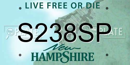 S238SP New Hampshire License Plate