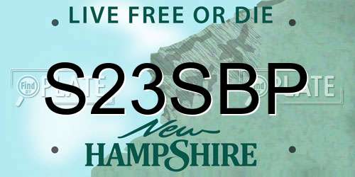 S23SBP New Hampshire License Plate